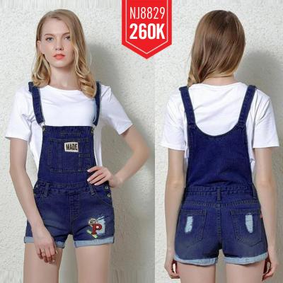 QUẦN YẾM JEAN TÚI TO TRƯỚC NGỰC ĐÍNH LOGO CHỮ P - NY829